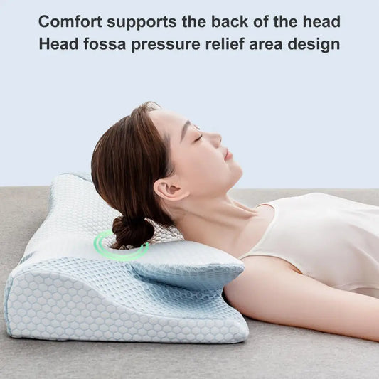 Neck Pillow Not Easily Deformed Soft Comfortable Sleeping Pillow Quick Rebound Memory Foam Two-Way Ergonomic Cervical Pillow